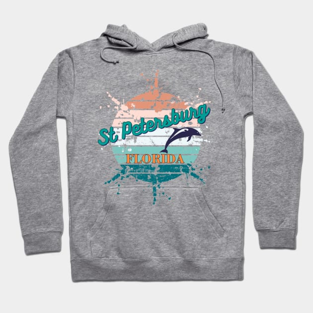 St Petersburg Florida Exploding Retro Vintage Sunset T-Shirt Hoodie by AdrianaHolmesArt